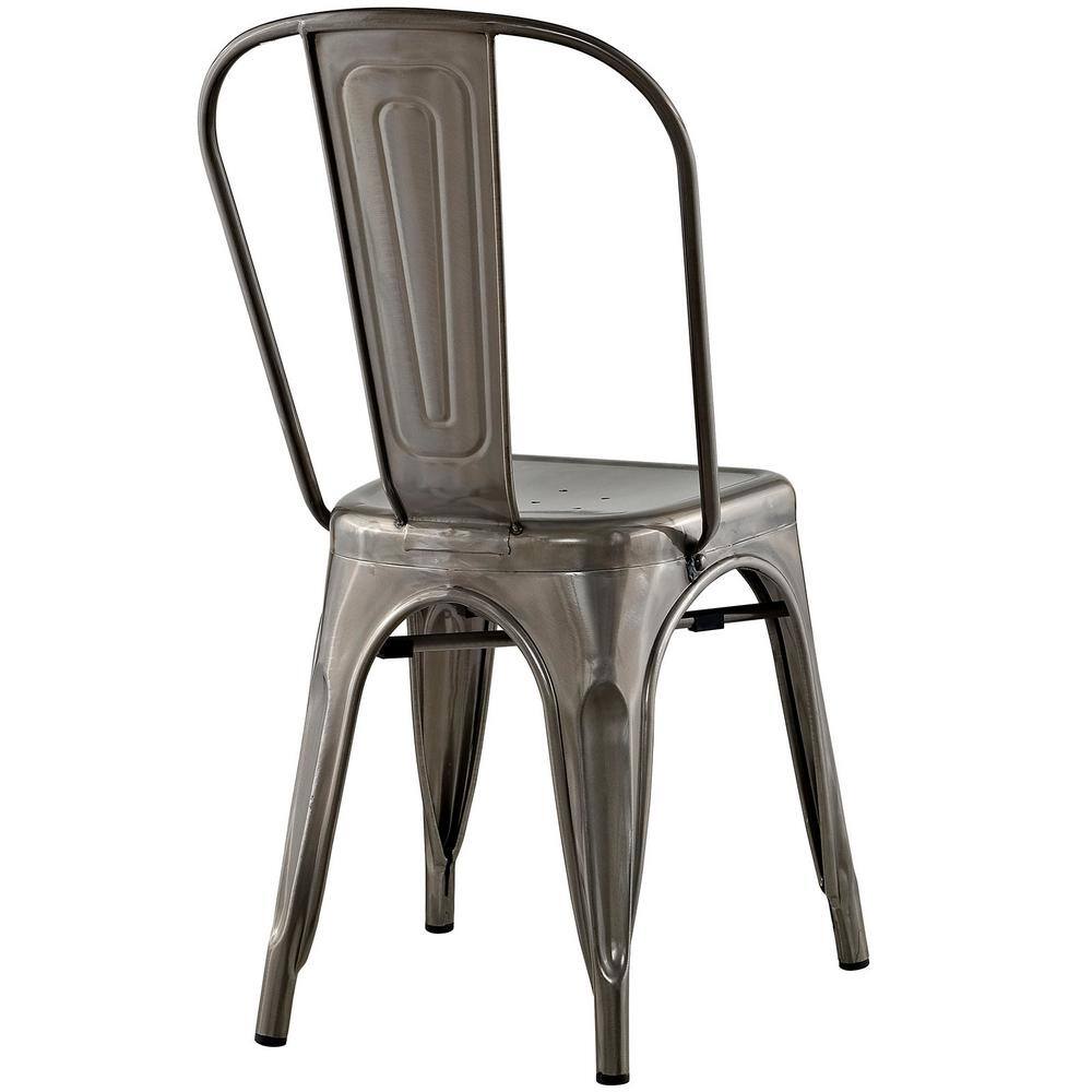 Gunmetal High Back Metal Side Chair