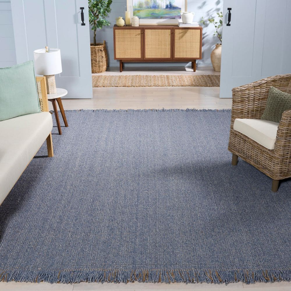 Natural Fiber 9 ft. x 12 ft. Navy Woven Solid Fringe Area Rug price history on PriceWatchPro
