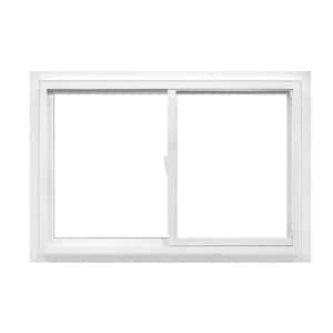 36 in. x 23 in. 50 Series Low-E Argon Glass Sliding White Vinyl Fin Window, Screen Incl