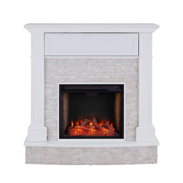 Southern Enterprises Bremma Alexa-Enabled Smart 48 in. Electric Smart Fireplace in White
