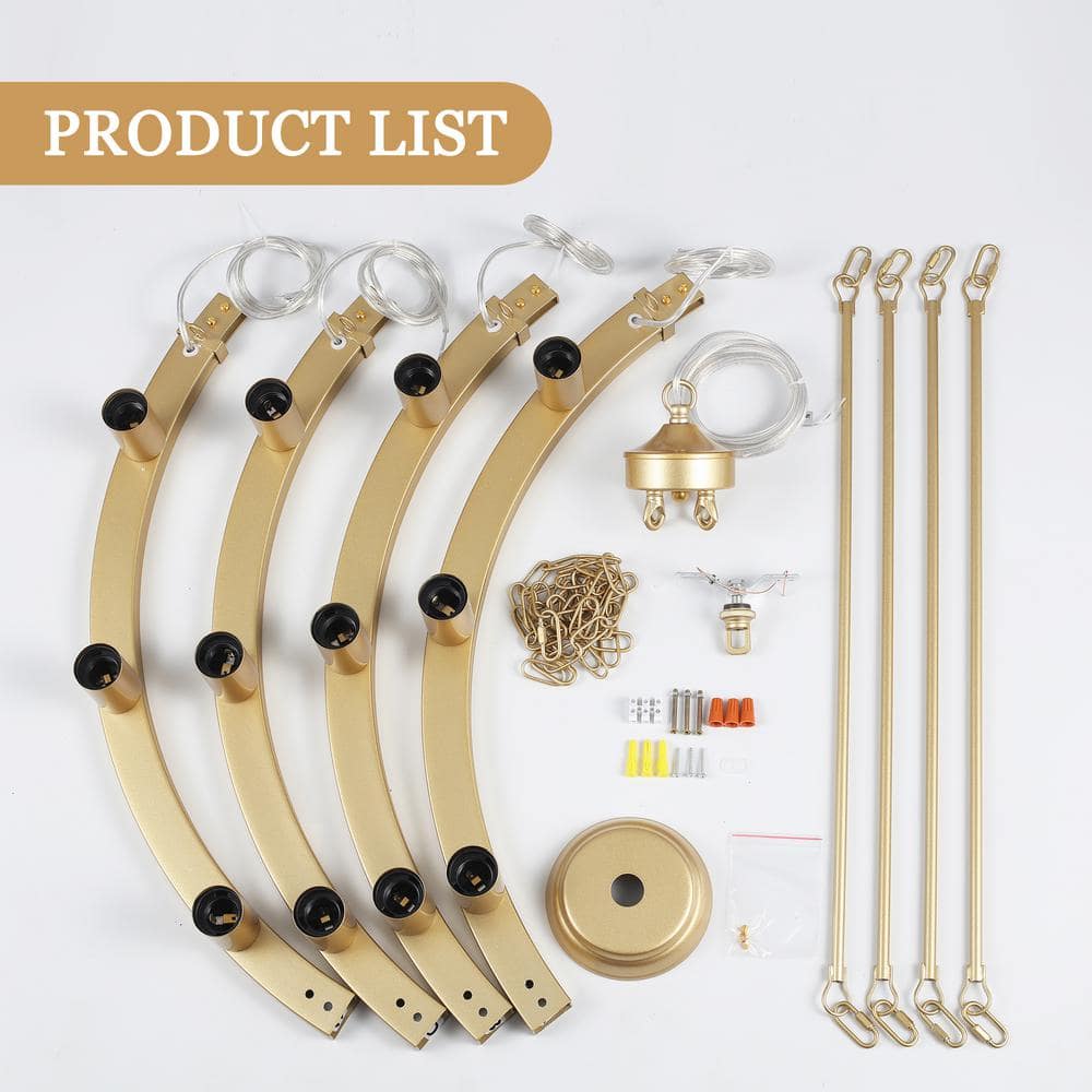 Spray Gold 12-Light Candle Style Wagon Wheel Chandelier