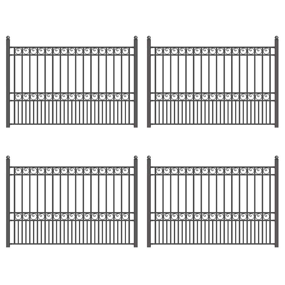 32 ft. x 5 ft. Paris Style Security Fence Panels Steel Fence Kit 4-Panel Ga