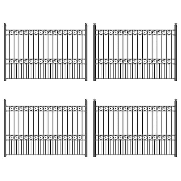 ALEKO 32 ft. x 5 ft. Paris Style Security Fence Panels Steel Fence Kit 4-Panel Gate Fence