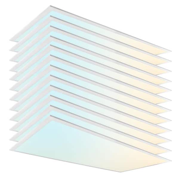 LUXRITE 2x4 FT 3750/5000/6250 Lumens Integrated LED Panel Light 3 Color Options 3500K/4000K/5000K Dimmable 30/40/50W 12-Pack