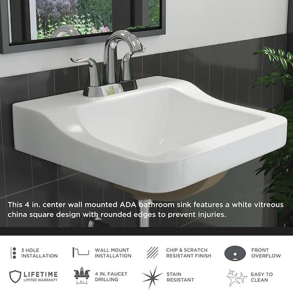 Glacier Bay - Aragon 19 in. Rectangular Vitreous China Bathroom Sink in White