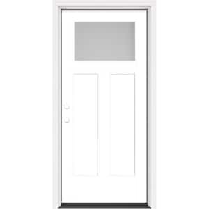 Performance Door System 36 in. x 80 in. Winslow Pearl Right-Hand Inswing White Smooth Fiberglass Prehung Front Door