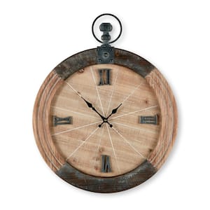 20 in. x 24.5 in '' Wood Pocket Watch Clock'' Wall Art