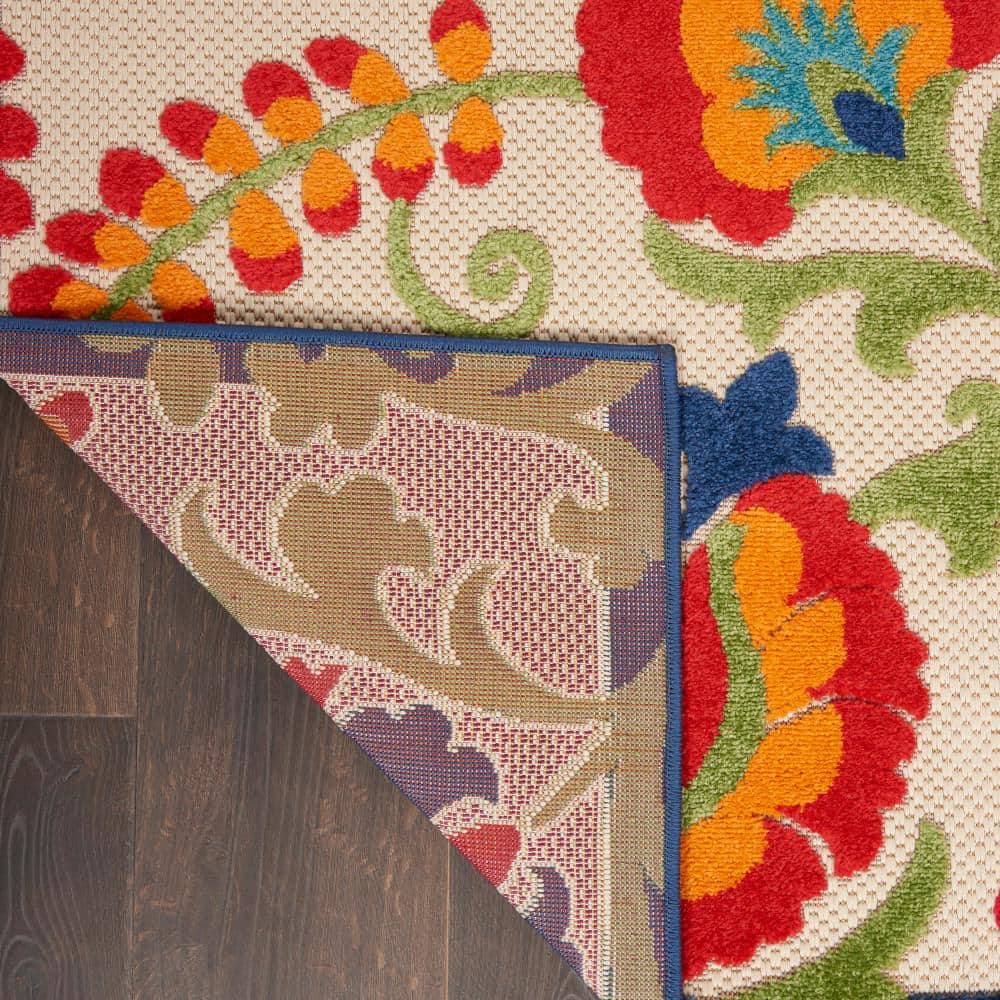 Aloha Multicolor Floral Synthetic 6' x 9' Rectangular Area Rug