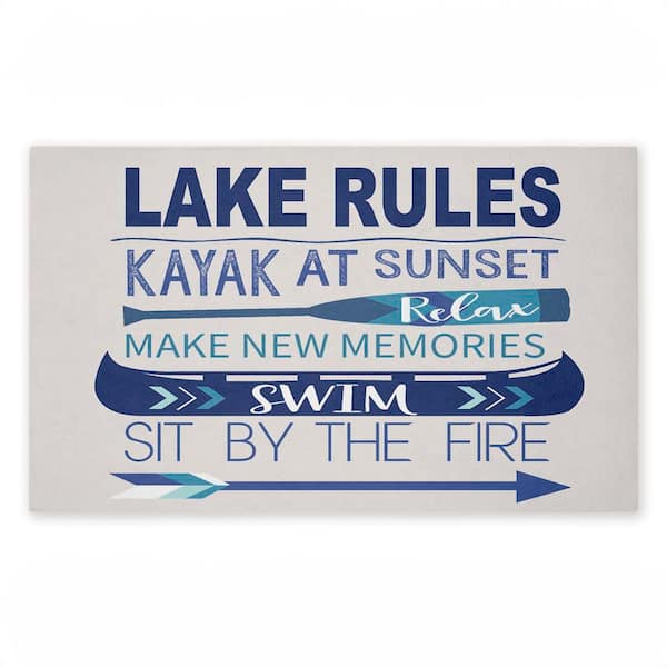 Lake Time Traditions Blue 18 in. x 30 in. Polyester Non-Slip Outdoor Door Mat