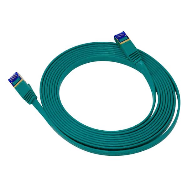 QualGear 10 ft. CAT 7 Flat High-Speed Ethernet Cable - Green