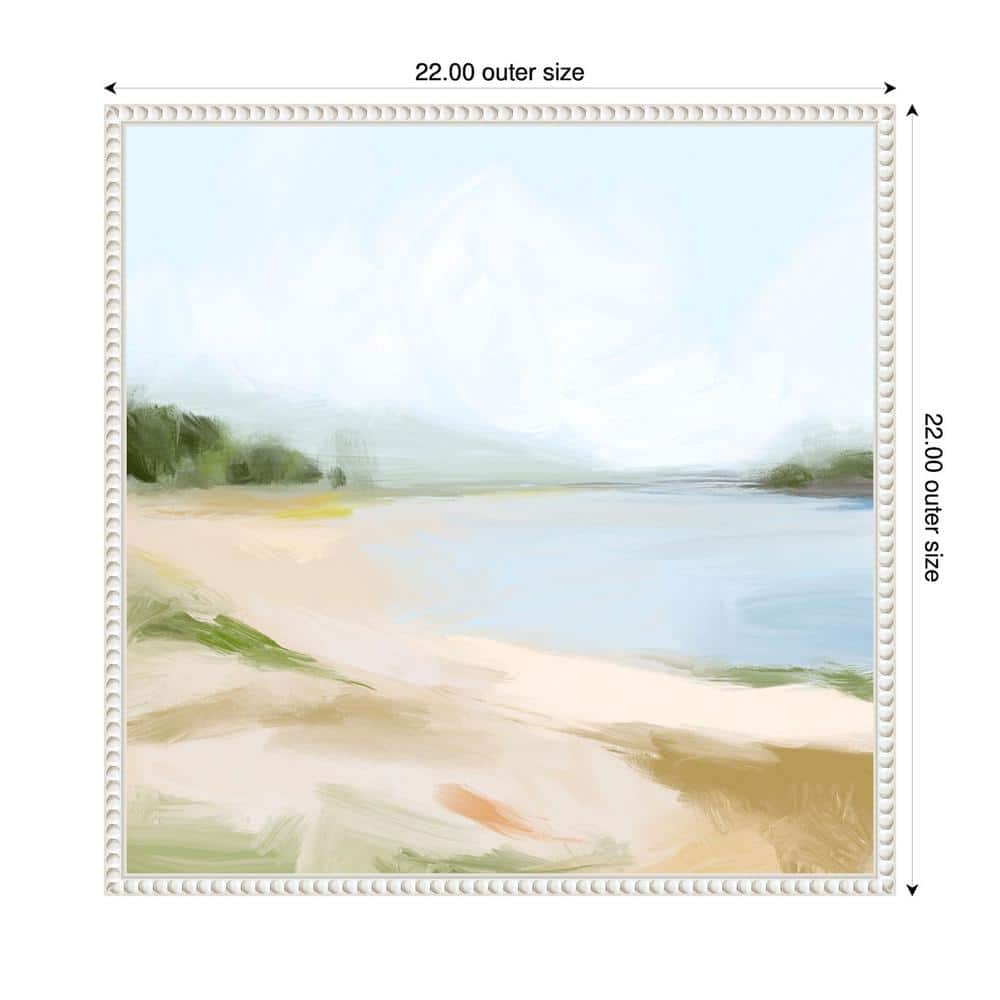 Blissful Bay View I White Framed Coastal Canvas Print