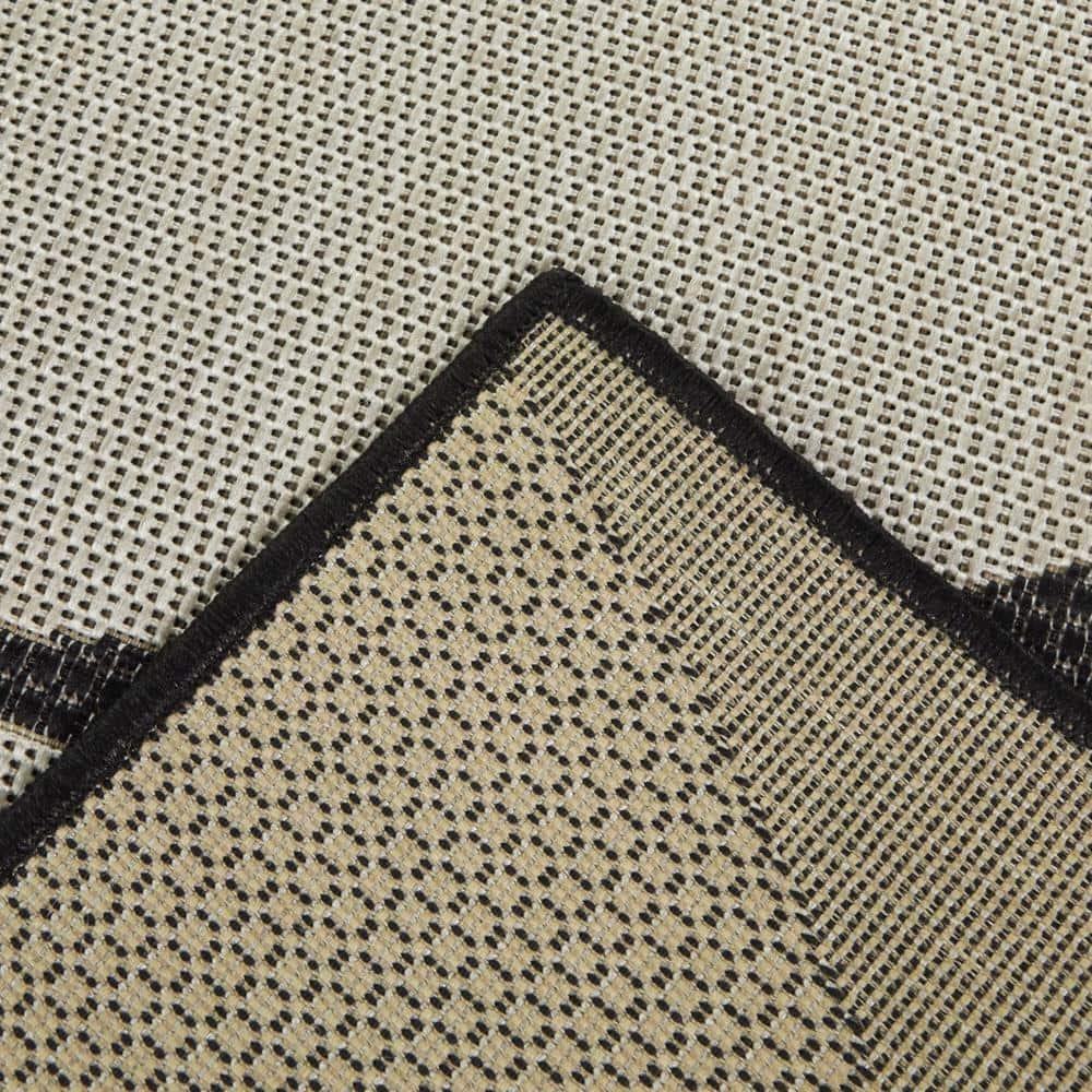 Charcoal and Beige Geometric Flatwoven Synthetic Area Rug 5'3" x 7'