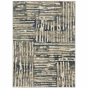 Blue and Beige  4 ft. x 6 ft. Abstract Power Loom Stain Resistant Area Rug