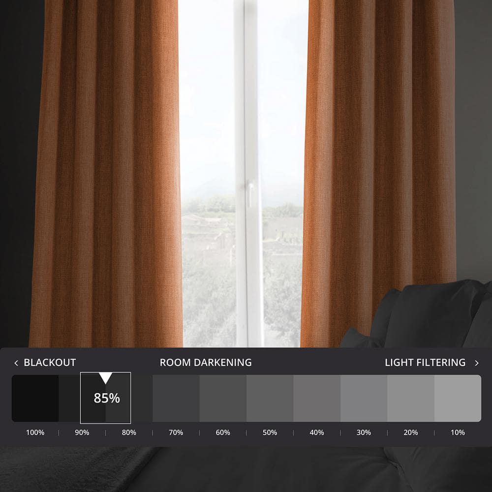 Desert Orange Faux Linen Blackout Grommet Window Panel - 50" x 96"