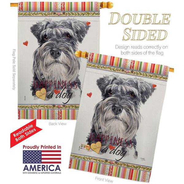 Breeze Decor 28 In X 40 Miniature Schnauzer Happiness House Flag Double Sided Readable Both Sides Animals Dog Decorative Hdh110197 Bo - Miniature Schnauzer Home Decor