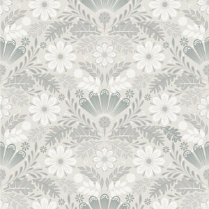 Klockrike Light Grey Botanical Damask Non Woven Paper Wallpaper Sample