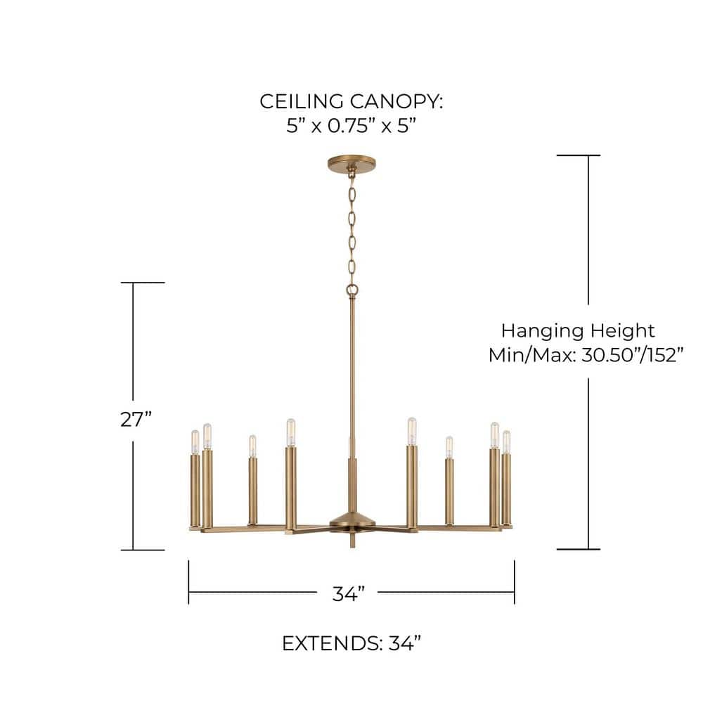 Portman 9-Light Aged Brass Candle Style Chandelier