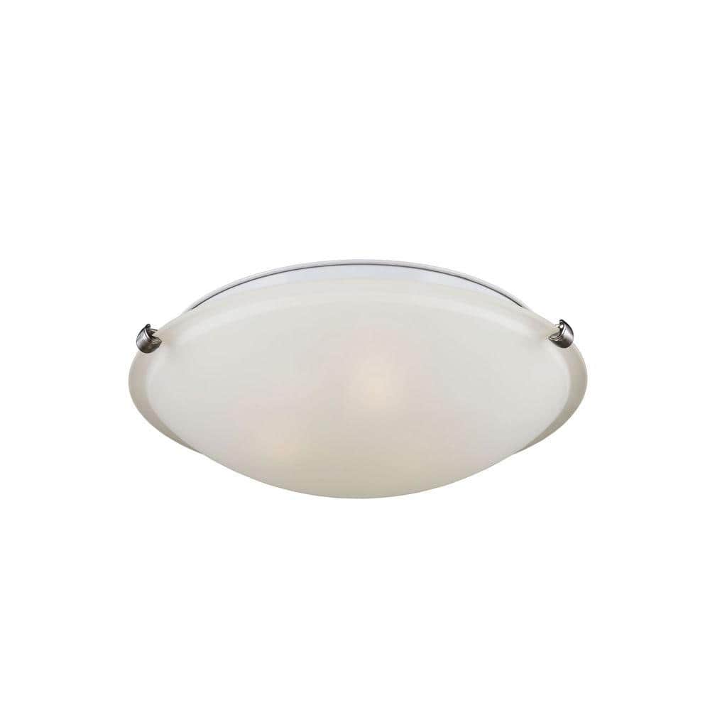 Brushed Nickel LED Flush Mount with Satin Etched Glass Shade