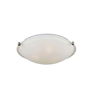 Clip Ceiling 3-Light Brushed Nickel Flush Mount with LED Bulbs