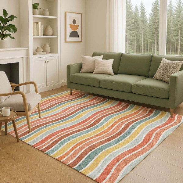 Chantille Machine Washable Indoor/Outdoor Abstract ACN2333 Coral 3 ft. x 5 ft. Area Rug