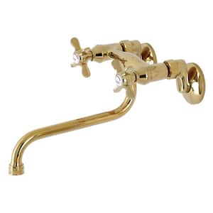 Essex 2-Handle Wall Mount Bathroom Faucet in Polished Brass
