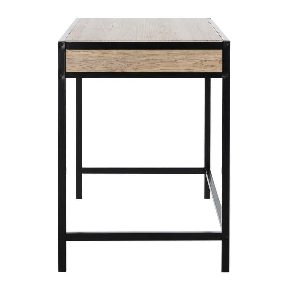 Alan Rustic Brown and Black Wood Corner Desk with Drawer