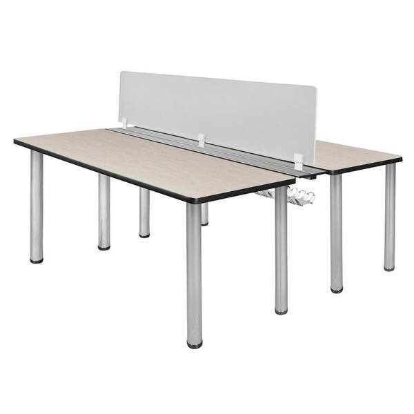 Regency Rumel 66 in. x 24 in. Maple/Chrome Benching System with Privacy Partitioner