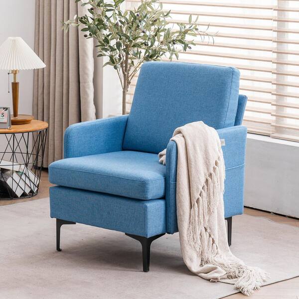 blue mid century modern accent chair