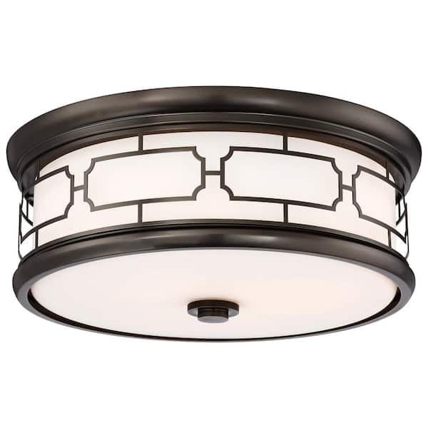Minka Lavery 100-Watt Equivalence 16 in. Harvard Court Bronze Integrated LED Flushmount