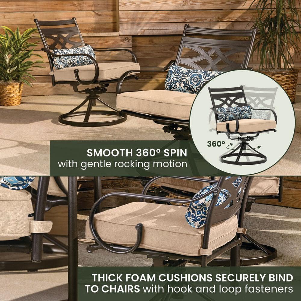 Montclair 7-Piece Black and Tan Steel Outdoor Dining Set