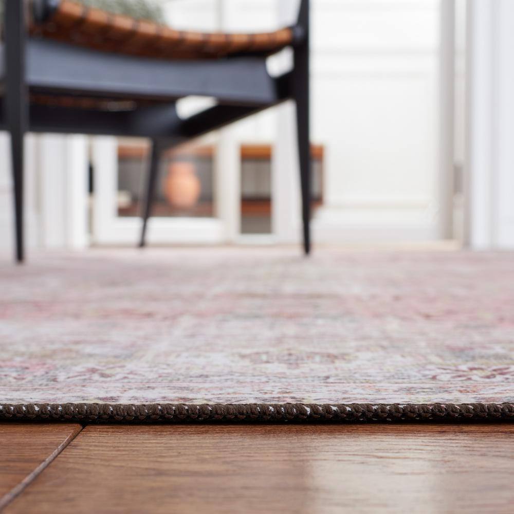 Tucson 6' x 6' Pink/Beige Synthetic Washable Area Rug