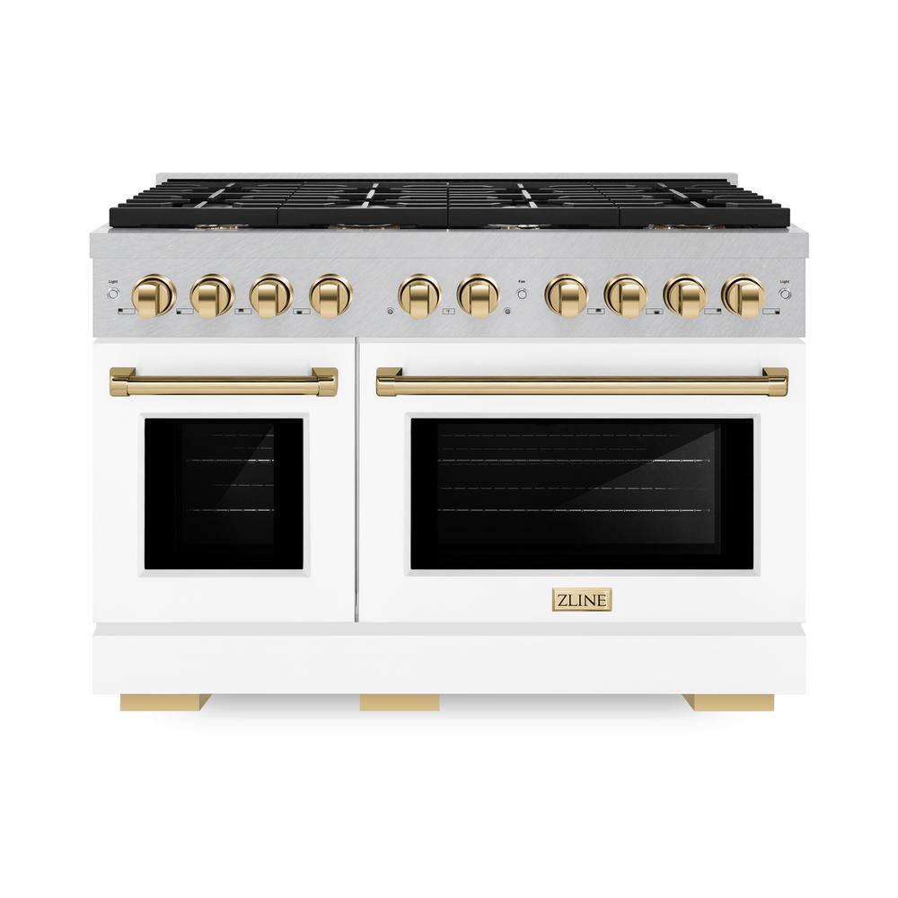 Autograph 48 in. Paramount Double Oven Dual Fuel Range with 8 Burners in Satin Steel with White Doors and Gold Accents price history on PriceWatchPro