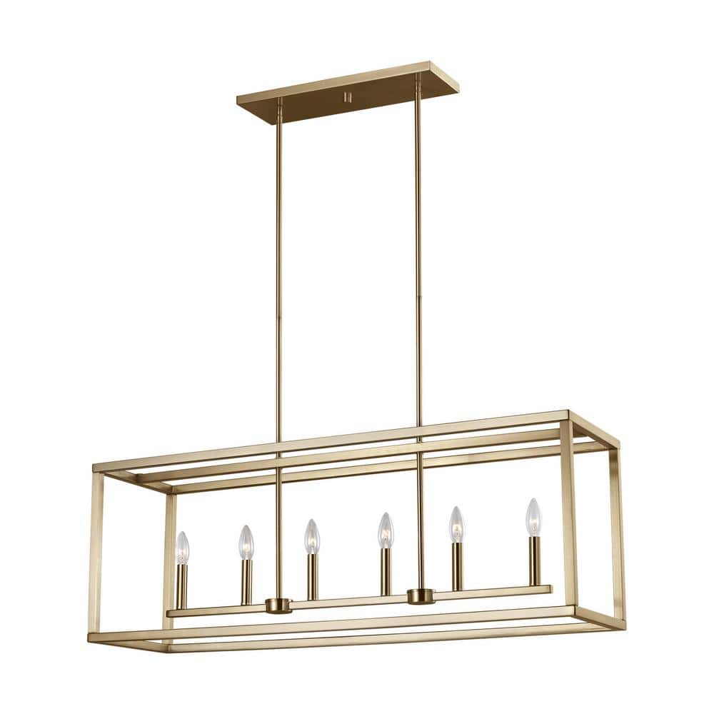 Satin Brass 6-Light Urban Rustic Island Pendant