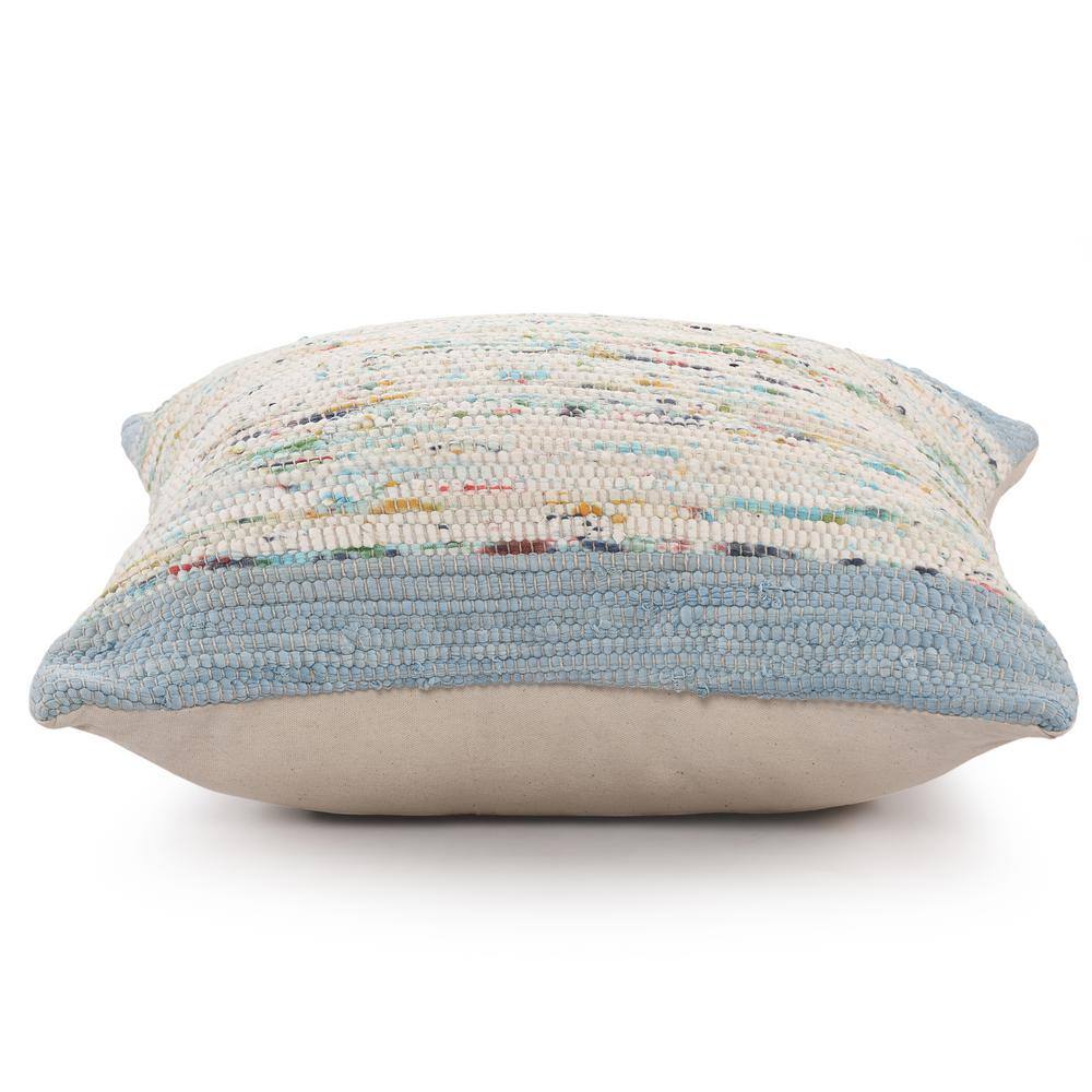 Blue and Multicolor Cotton Textured Square Throw Pillow Set