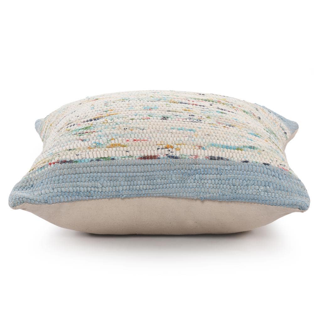 Blue and Multicolor Cotton Textured Square Throw Pillow Set