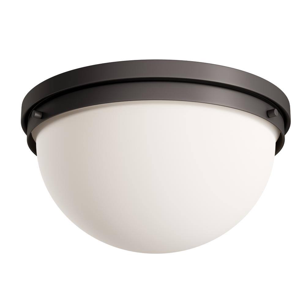 Beckett Opal White Glass Bowl Flush Mount in Oil Rubbed Bronze