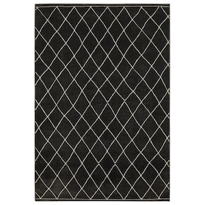 Rayder Black/Ivory 2 ft. x 8 ft. Geometric Diamond Lattice Polypropylene/Polyester Indoor Runner Area Rug