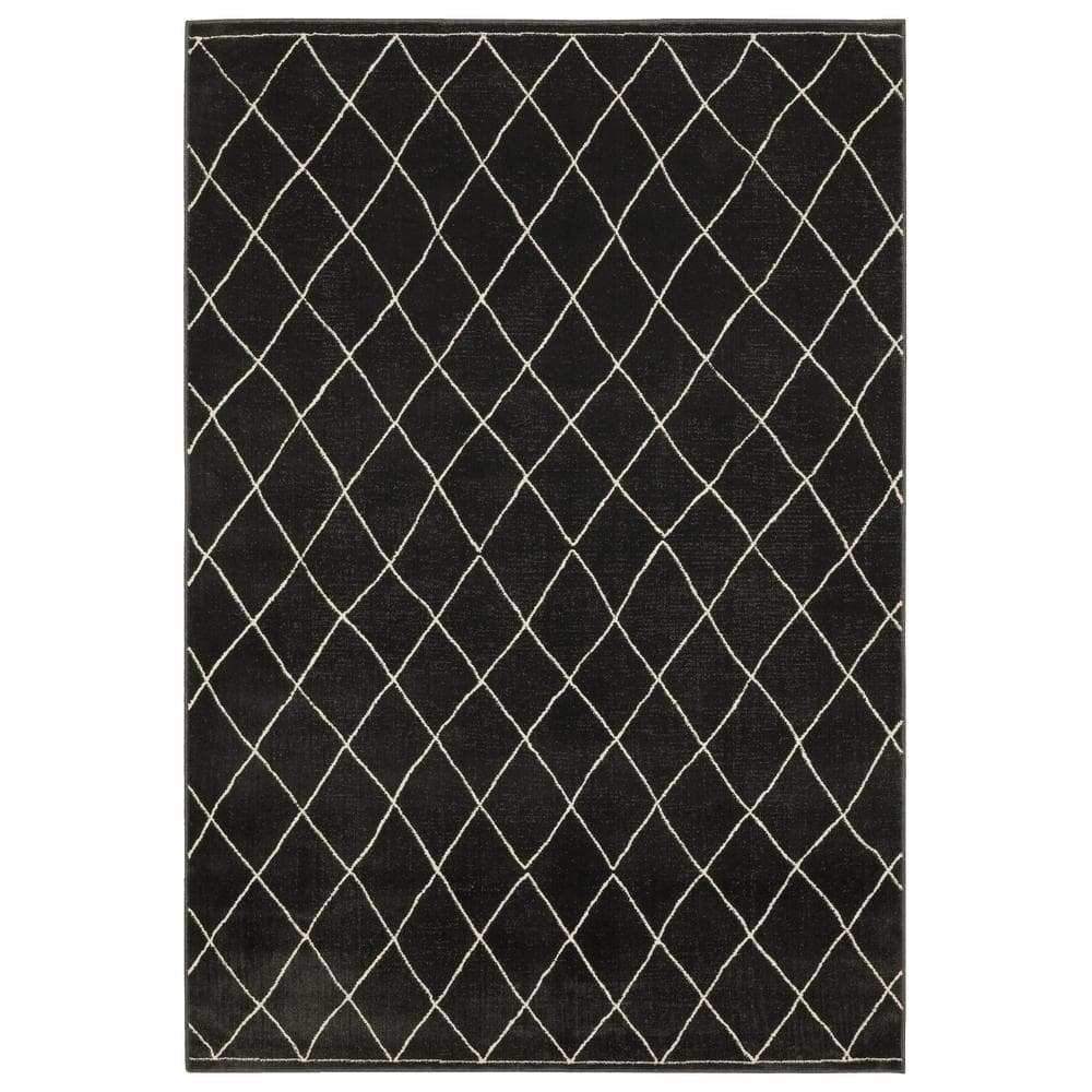 Rayder Black/Ivory Doormat 3 ft. x 5 ft.Geometric Diamond Lattice Polypropylene/Polyester Indoor Area Rug price history on PriceWatchPro