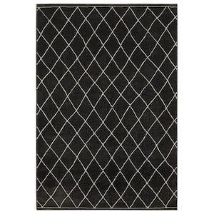Rayder Black/Ivory 10 ft. x 13 ft.Geometric Diamond Lattice Polypropylene/Polyester Indoor Area Rug