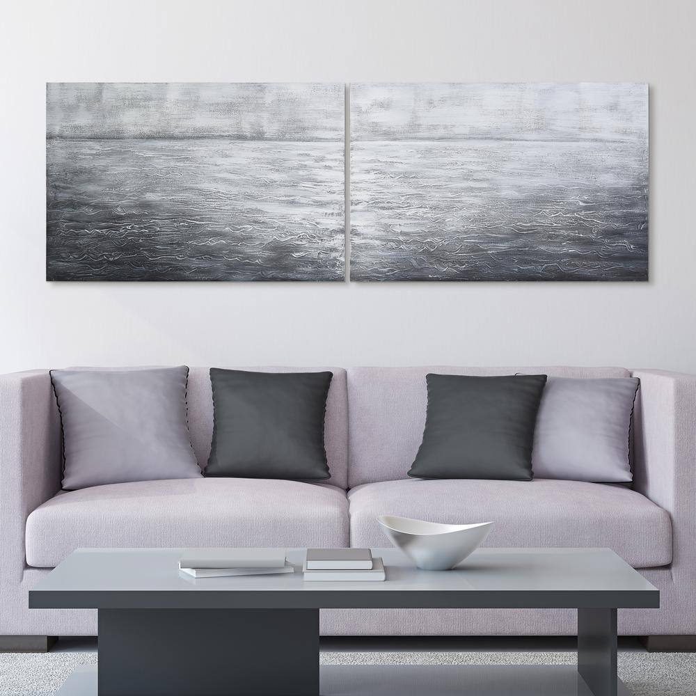 Silver Light Textured Abstract Hand Painted Canvas Set
