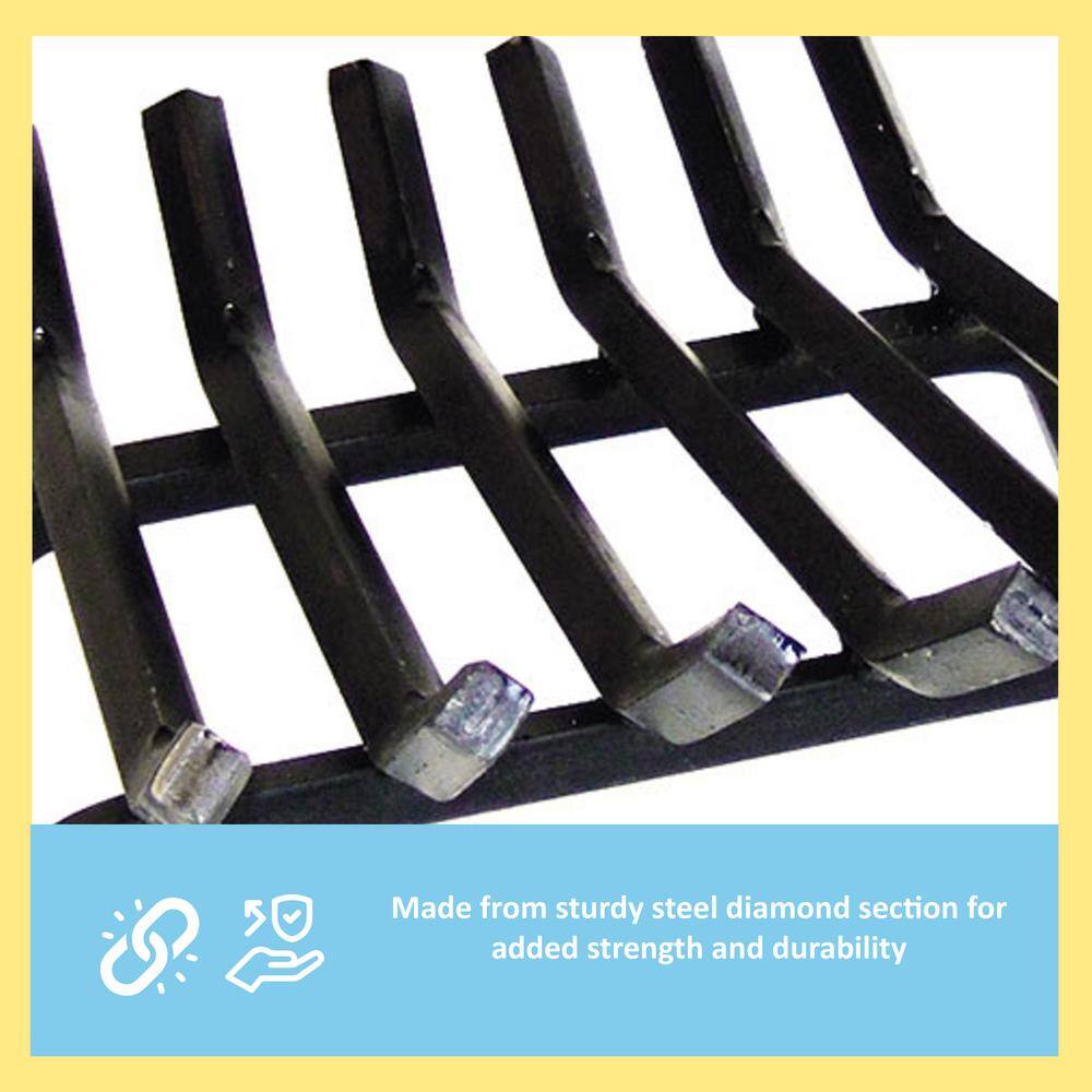 24-Inch Black Steel Tapered Hearth Grate
