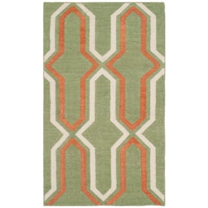 Dhurries Green/Rust Doormat 3 ft. x 4 ft. Geometric Area Rug