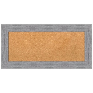 Bark Rustic Grey 35.12 in. x 17.12 in Framed Corkboard Memo Board