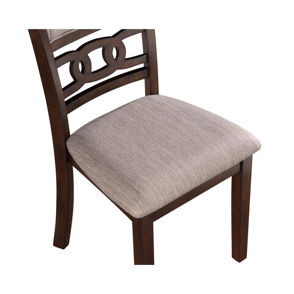 Gia 60" Brown Cherry Wood Dining Set with 4 Chairs