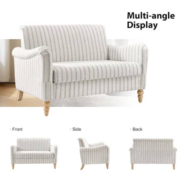 JAYDEN CREATION Ahlea Stripe 51 in. W Farmhouse 2 Seats