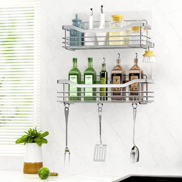 Dracelo 11.8 in. W x 3.8 in. D x 25.6 in. H Chrome Shower Caddy Hanging Over Head, Bathroom Shower Organizer Shower Rack, Grey