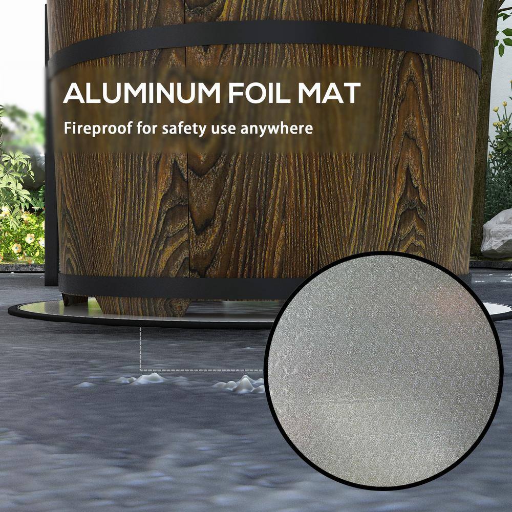 20" Brown Composite Round Smokeless Fire Pit with Fireproof Mat