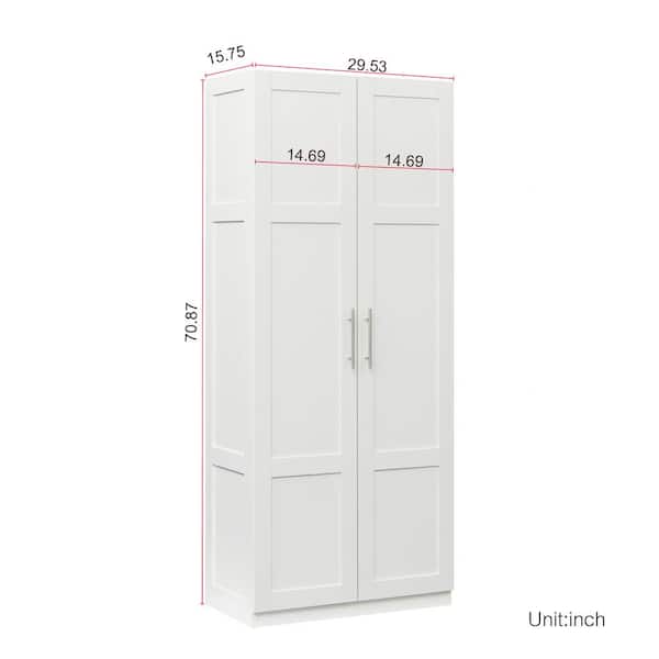 mieres White Armoire Wardrobe, 2 Doors Bedroom Storage Cabinet with 3  Shelves (29.53W x 15.75 D x 70.87H) WYZW331S000761 - The Home Depot