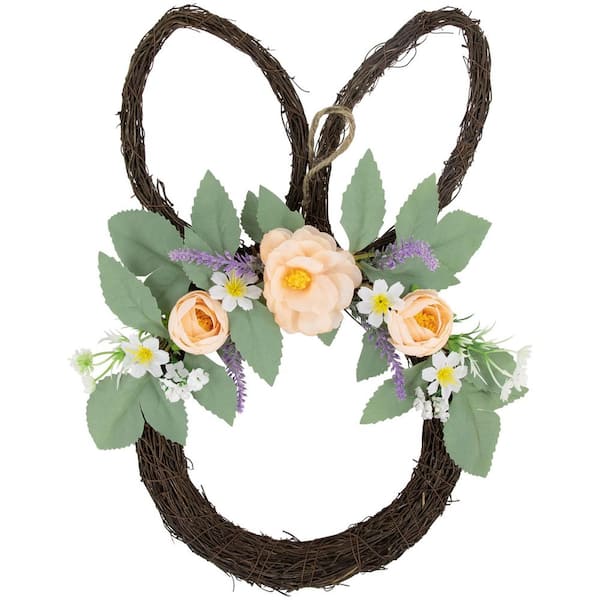 15 in. Artificial Bunny Ears Floral Easter Twig Wreath