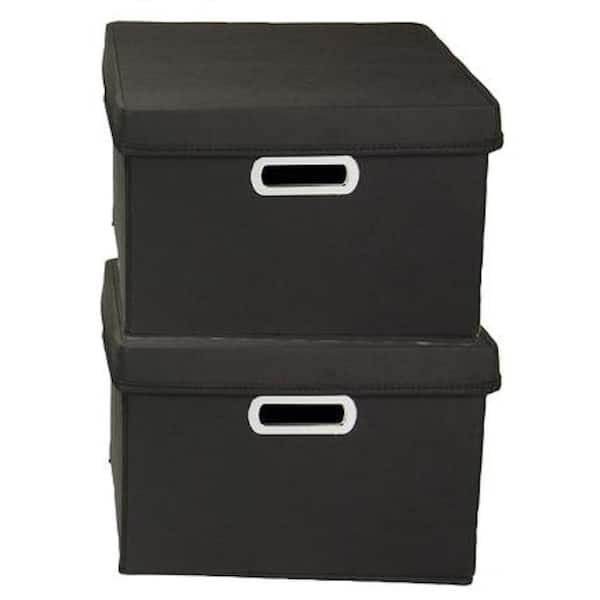 HOUSEHOLD ESSENTIALS 2 Gal., Collapsible Storage Box Set in Black 10KDBLK-1  - The Home Depot